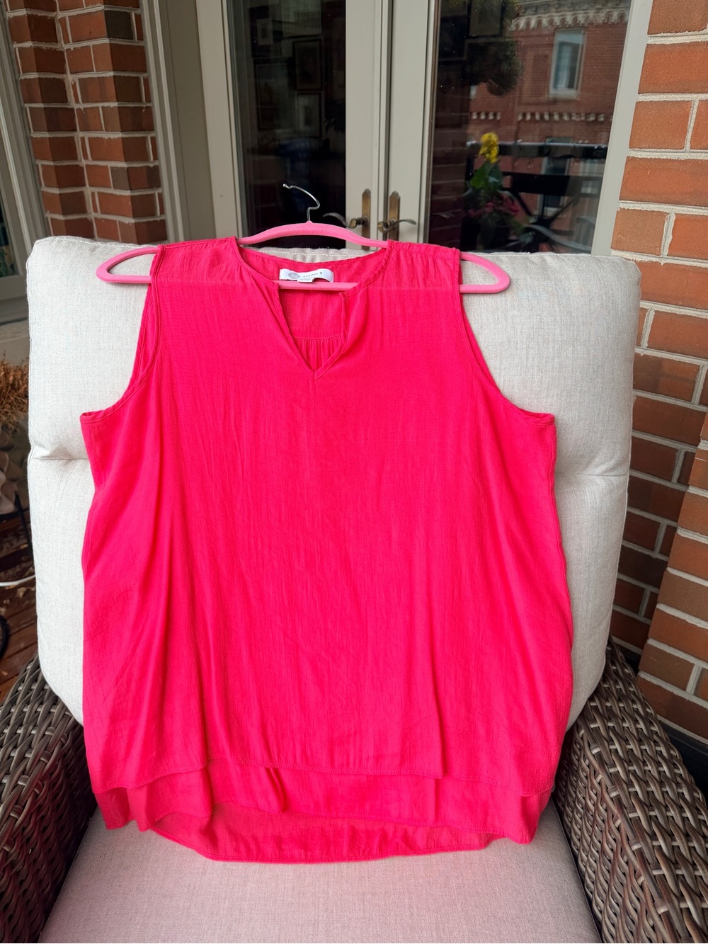 Cristina B Vibrant Salmon Sleeveless V-Neck Tank